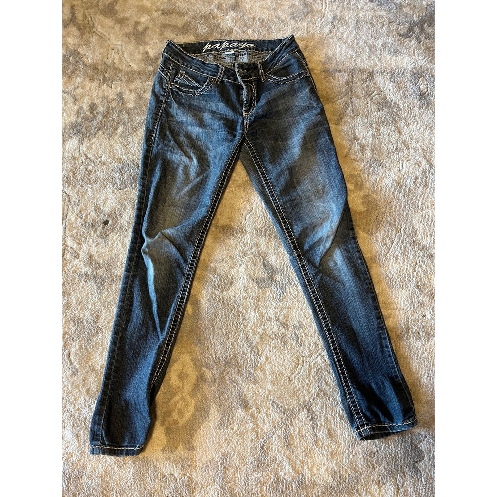 Papaya Womens Skinny Jeans Dark Wash Low Rise Denim